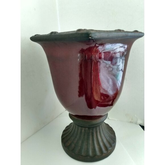 Vintage Pottery Pedastal Vase High Luster & Salt Glaze 8 1/2" Tall Germany - Picture 10 of 10